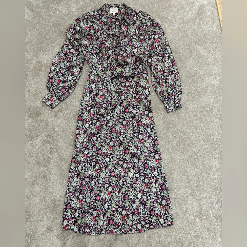 Cinq a Sept - Quin Floral Tie Midi Dress - size 6 - Layered Look, long Sleeve - Picture 6 of 15